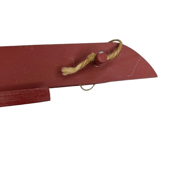 Red Hand Painted Snowy Snowmen Let It Snow Mini Hanging Sled Decor - Picture 4 of 10